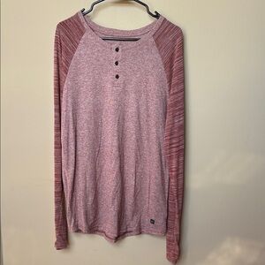 Men's Long Sleeve Henley Shirt - Pink